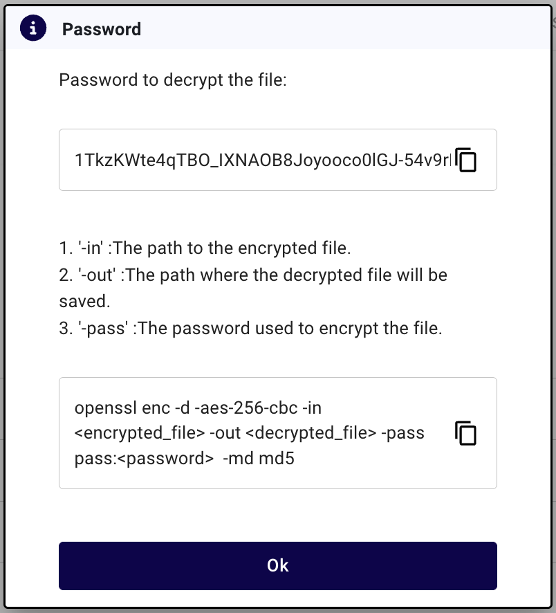 Export Password and Instructions