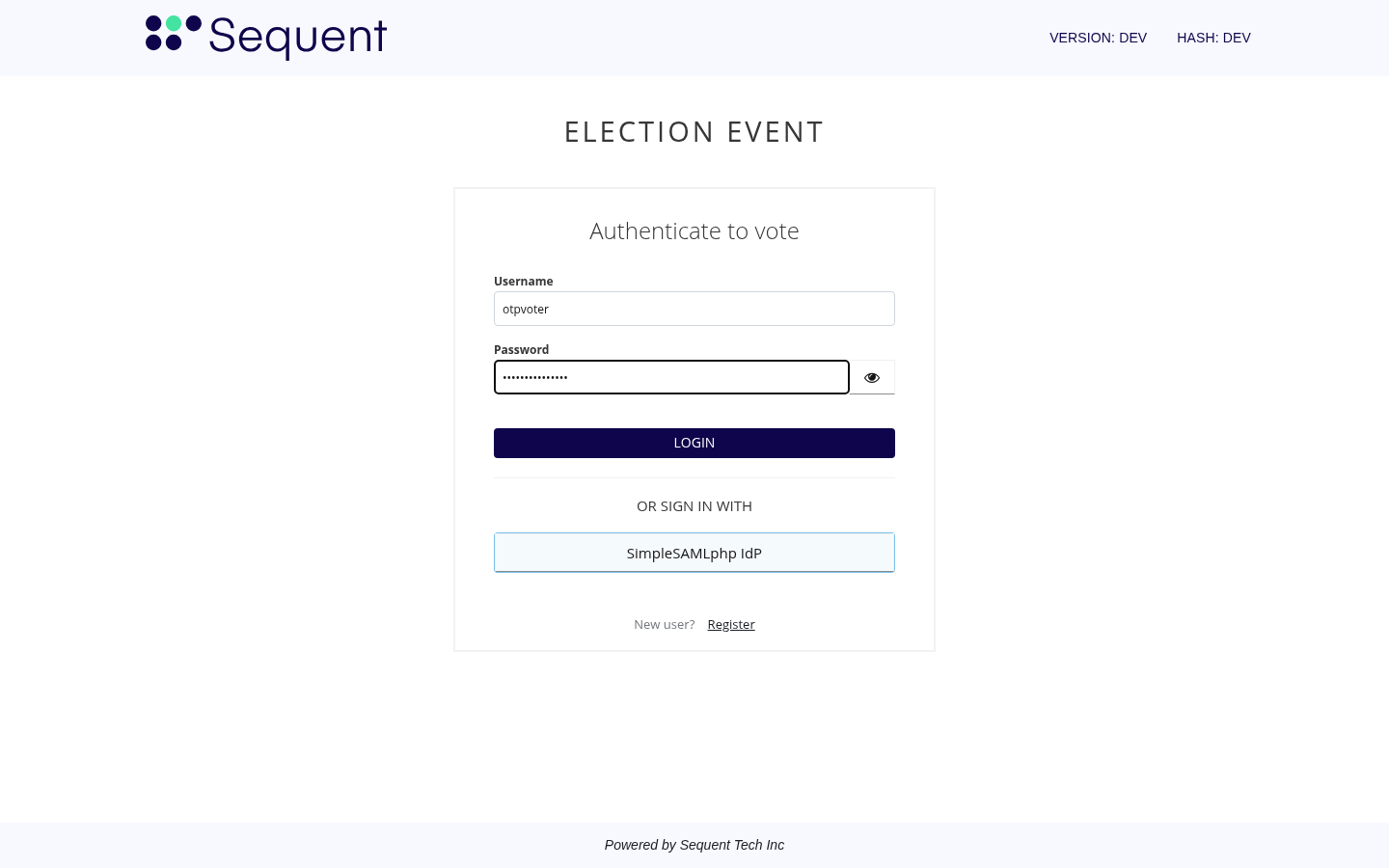 Voter login form