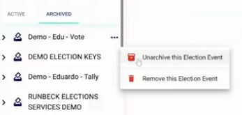Unarchive Election Event